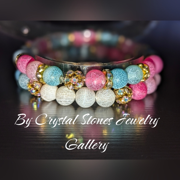 Sea Dreams Agate Stretch Bead Bracelet Set - Picture 1 of 4